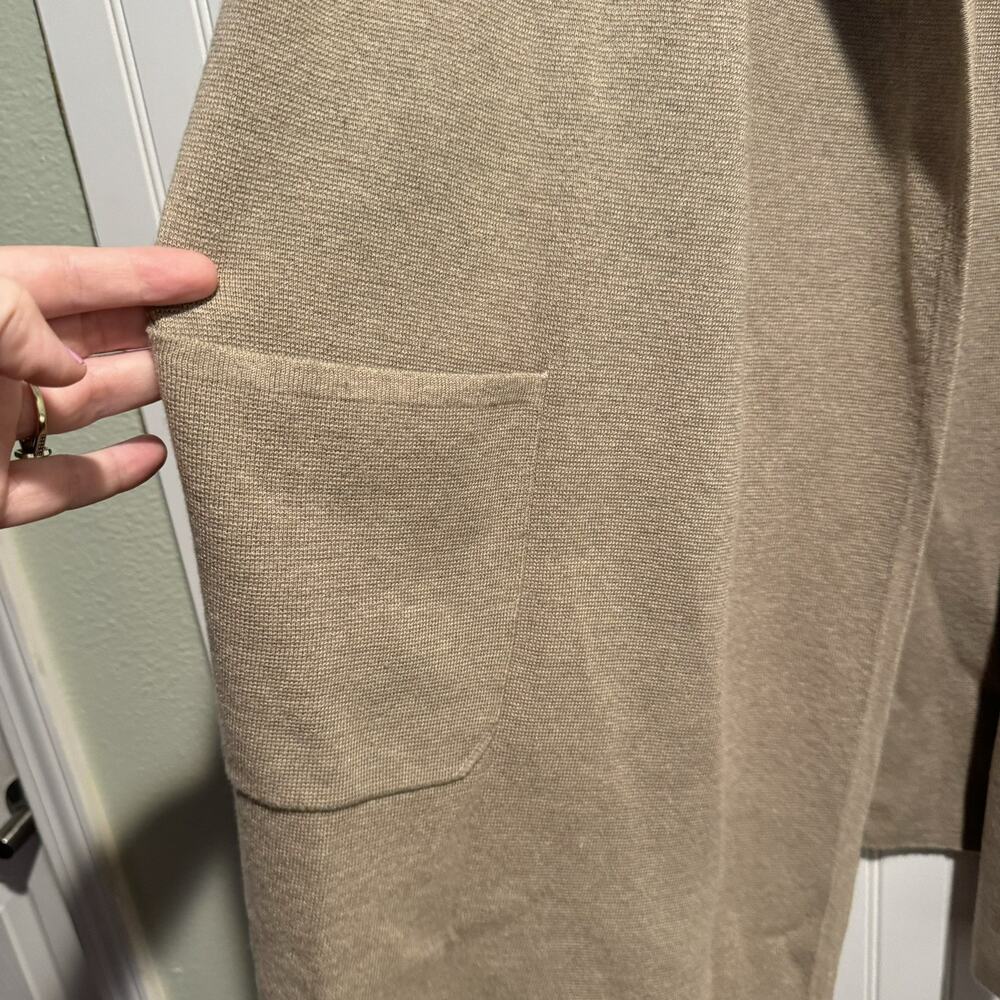 J Crew Beige Juliette Collarless Open Front Cardigan Cotton Wool Plus Size 2X - Picture 3 of 7